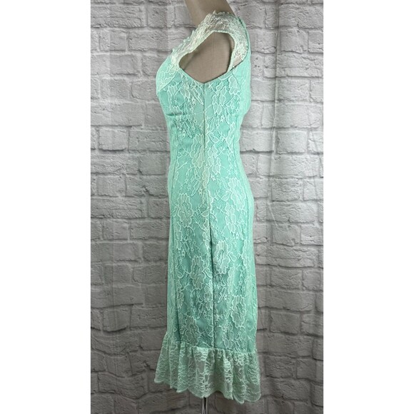 Lindy Bop April Dress Women's US 4 UK 8 Lace Teal Peacock Retro Sleeveless NWT - Picture 8 of 11